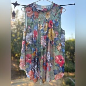 Anthropologie Deletta Floral Sleeveless Blouse